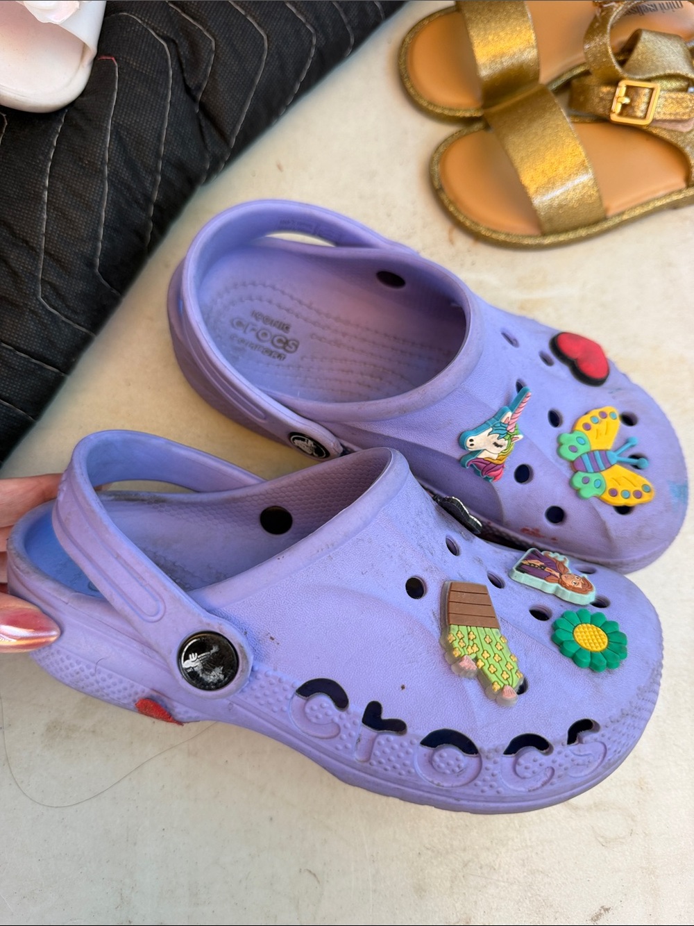 CROCS Kids' Lavender Slip-On Clogs with Decorative Charms